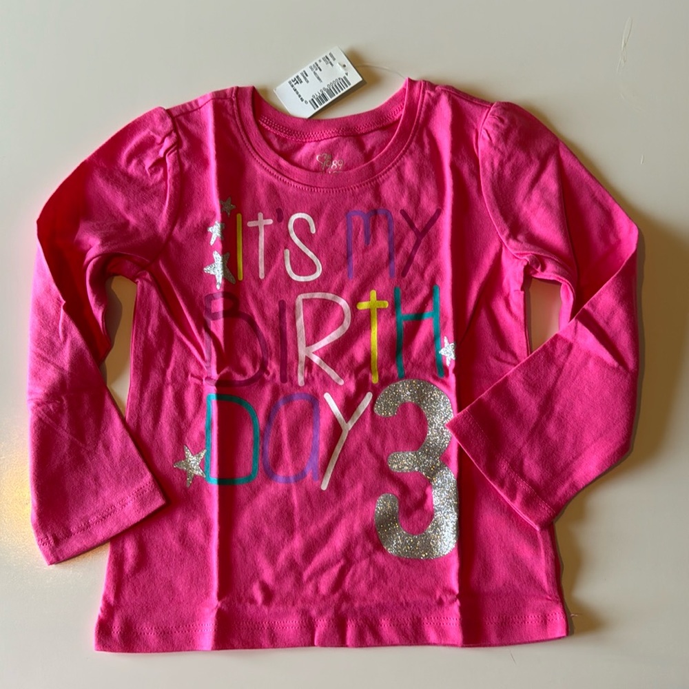 NWT Size 3T Birthday Girl Long Sleeve Shirt